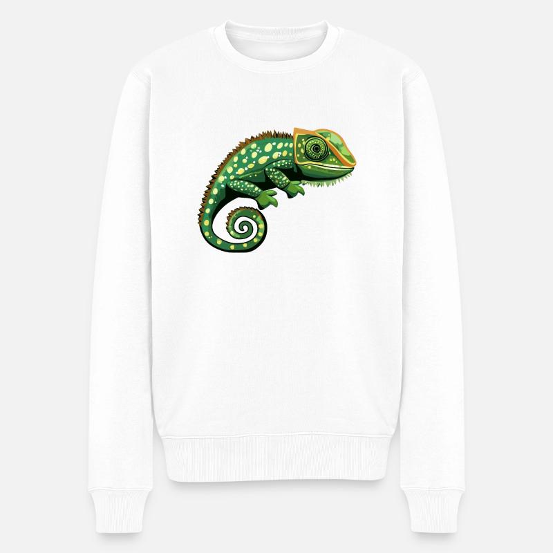 Chamäleon - Männer Premium Bio Pullover - Weiß