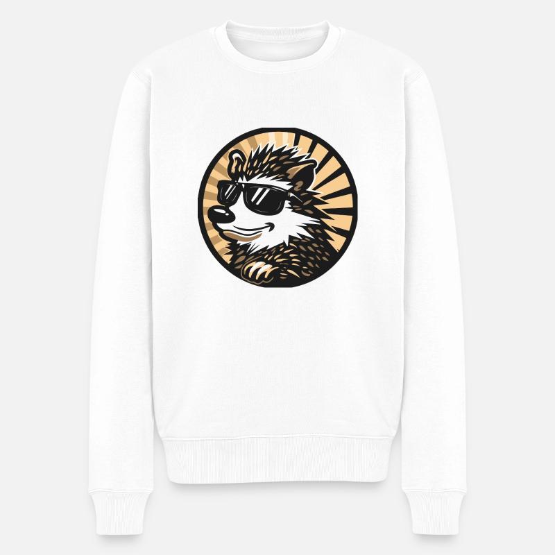 Igel Comic Cool - Männer Premium Bio Pullover - Weiß
