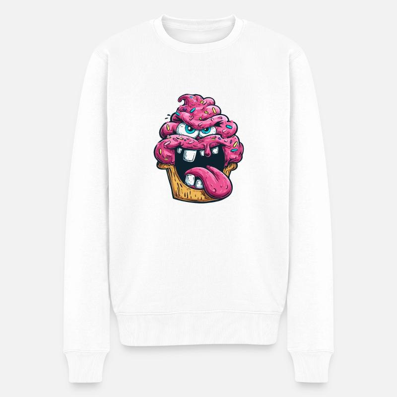 Durchgeknallter Cupcake. - Männer Premium Bio Pullover - Weiß