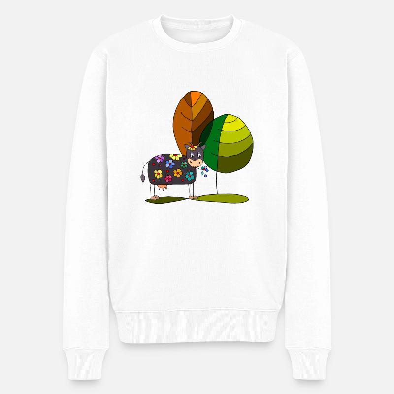 Kuh - Männer Premium Bio Pullover - Weiß