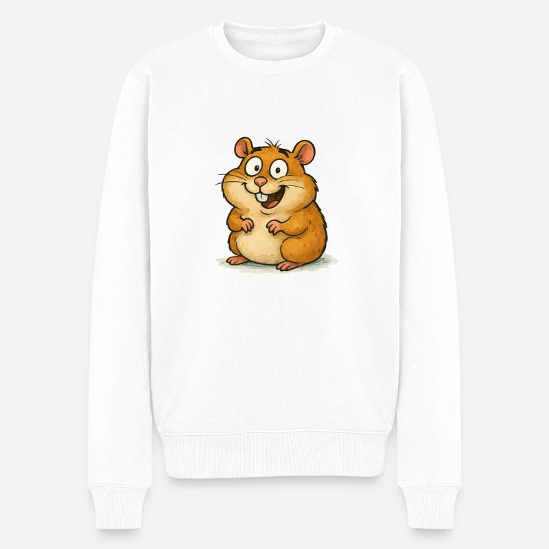 hamster comic - Männer Premium Bio Pullover - Weiß
