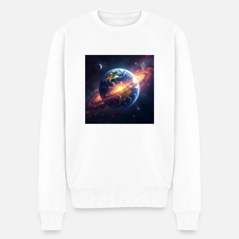 Ringed Earth Odyssey - Das Königreich des Kosmischen - Männer Premium Bio Pullover - Weiß