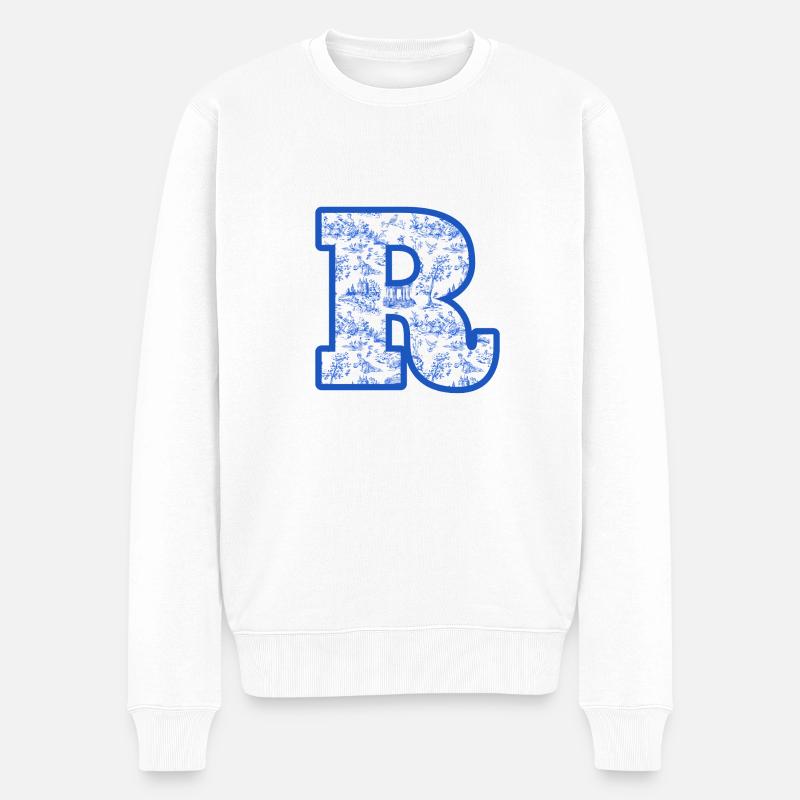 Lettre r chinoiserie bleu - Pull Premium bio Homme - blanc