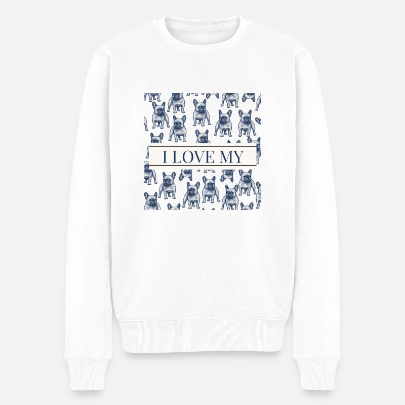 Bulldogge - Männer Premium Bio Pullover - Weiß