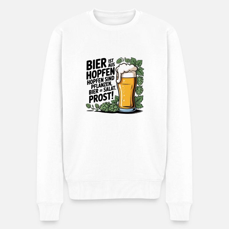 Bier = Salat - Männer Premium Bio Pullover - Weiß