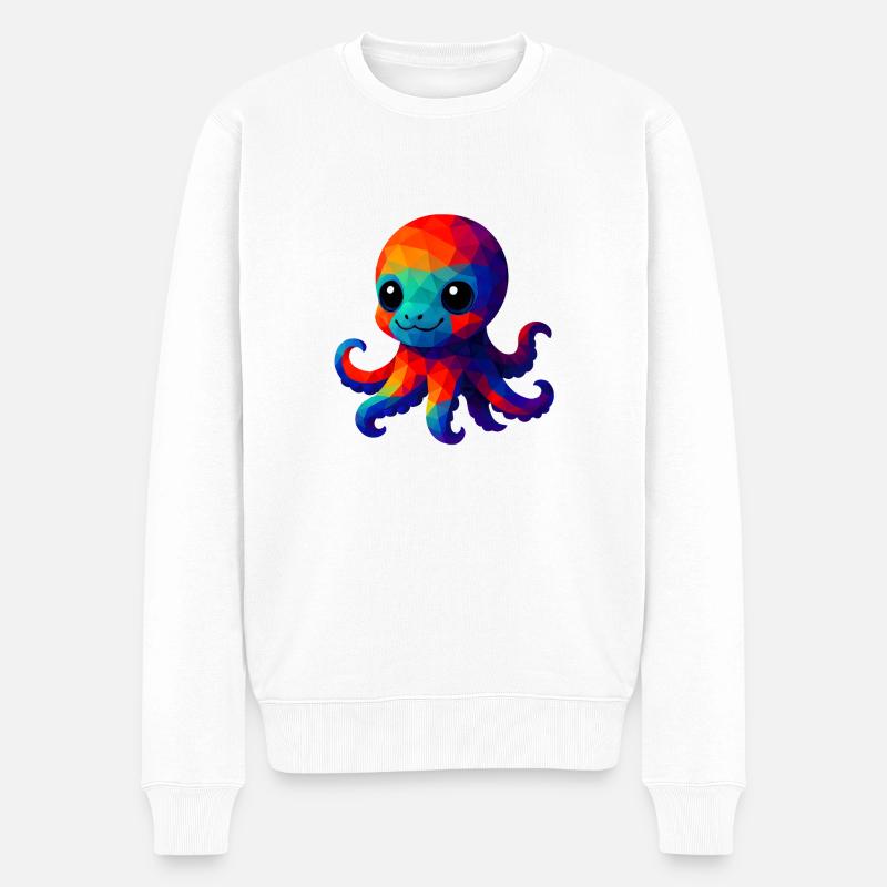 WPAP Polygon Kawaii Style Calmar - Pull Premium bio Homme - blanc