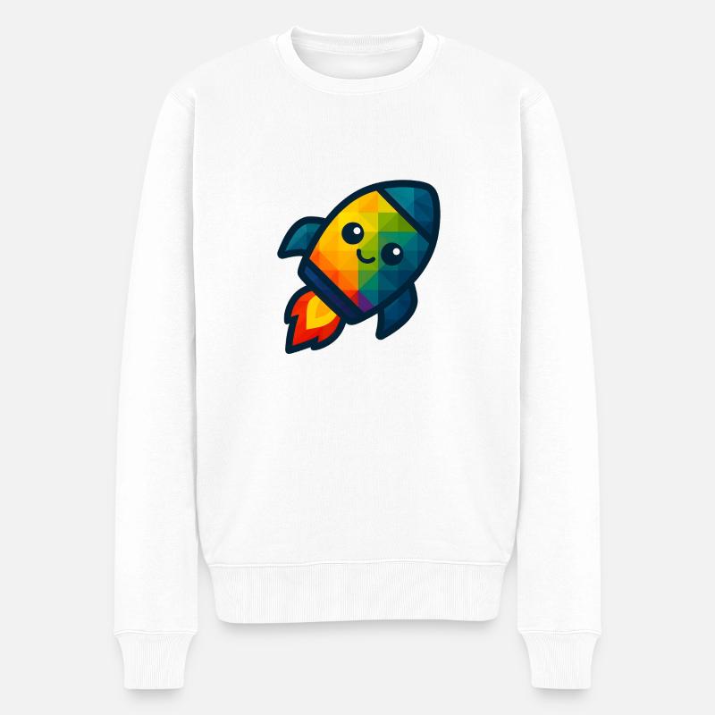 WPAP Polygon Kawaii Stil Baby Spielzeug Rakete - Männer Premium Bio Pullover - Weiß