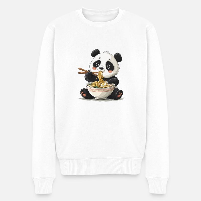 Süßer Panda Ramen - Männer Premium Bio Pullover - Weiß