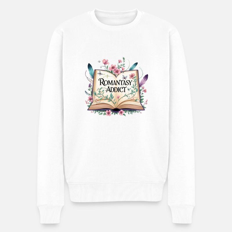 Romantasy Addict – Conception de livres de contes de fées - Pull Premium bio Homme - blanc
