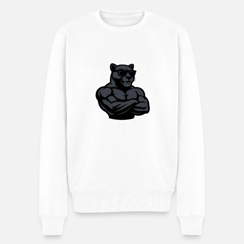 panther sonnenbrille comic cool - Männer Premium Bio Pullover - Weiß