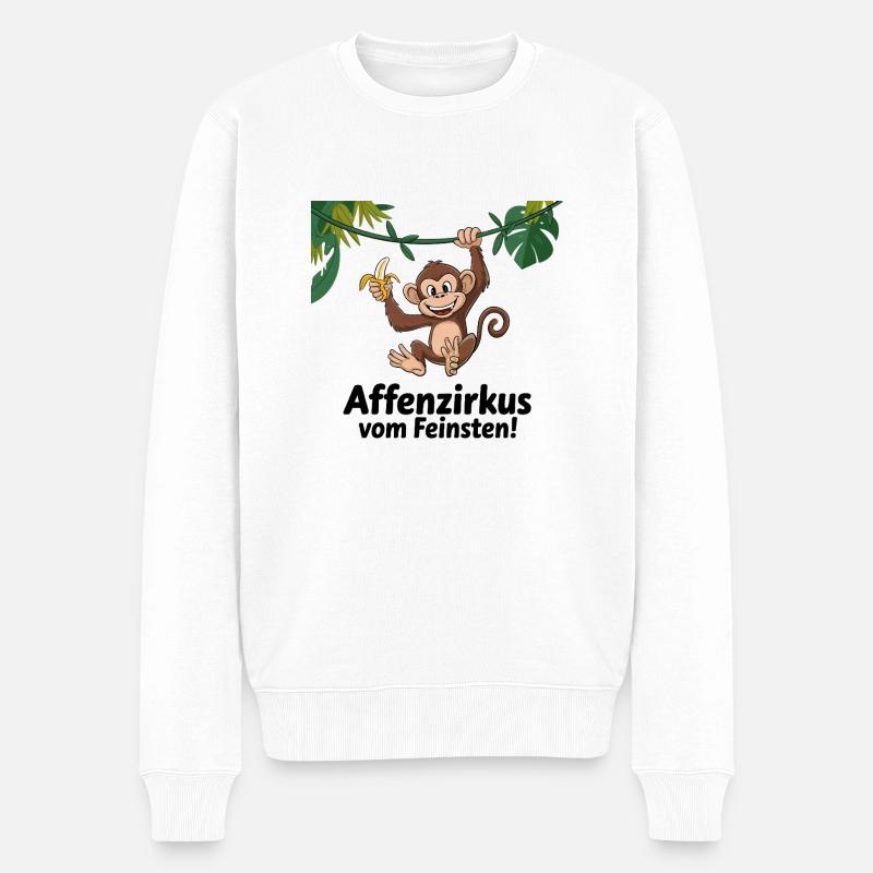 Le cirque des singes à son meilleur – Funny Monkey - Pull Premium bio Homme - blanc
