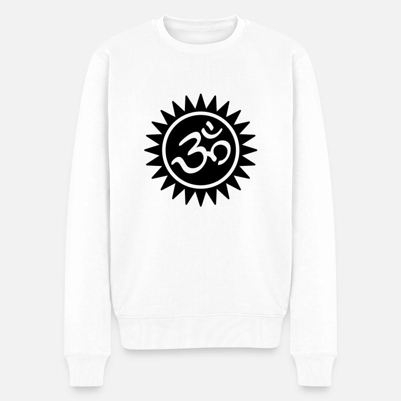 Devanagari Om - Männer Premium Bio Pullover - Weiß
