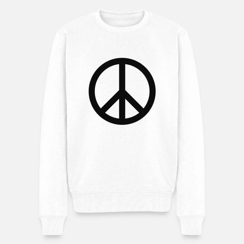 Friedenszeichen - Männer Premium Bio Pullover - Weiß