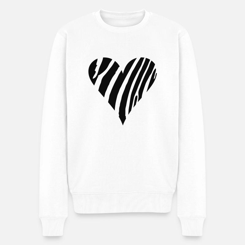 Zebraherz - Männer Premium Bio Pullover - Weiß