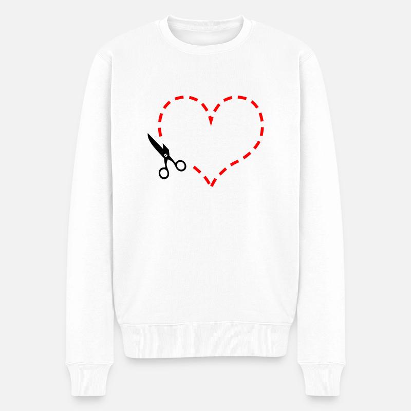 Herz - Männer Premium Bio Pullover - Weiß