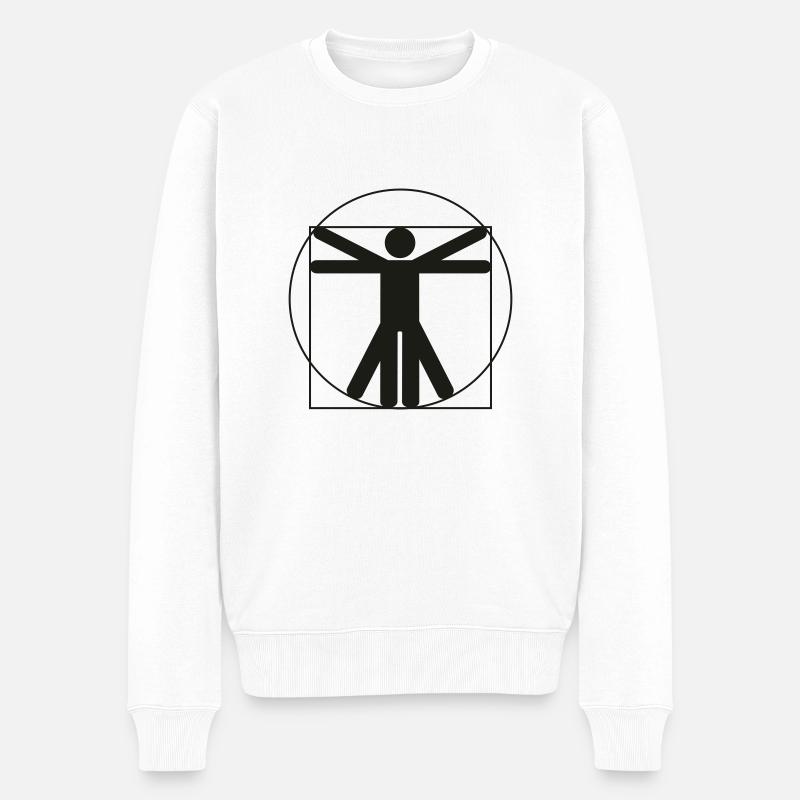 vitruvianischer Mensch - Männer Premium Bio Pullover - Weiß