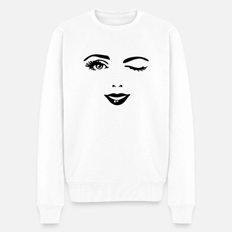 female_face_1c - Männer Premium Bio Pullover - Weiß
