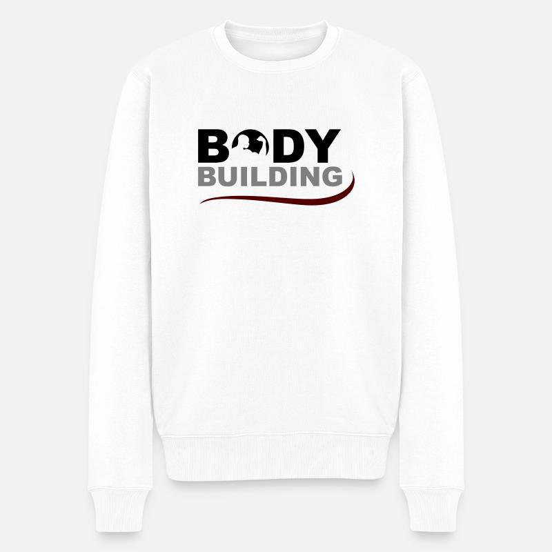 bodybuilding - Pull Premium bio Homme - blanc