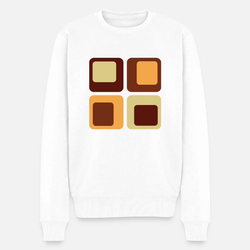 70er quadrate II muster - Männer Premium Bio Pullover - Weiß
