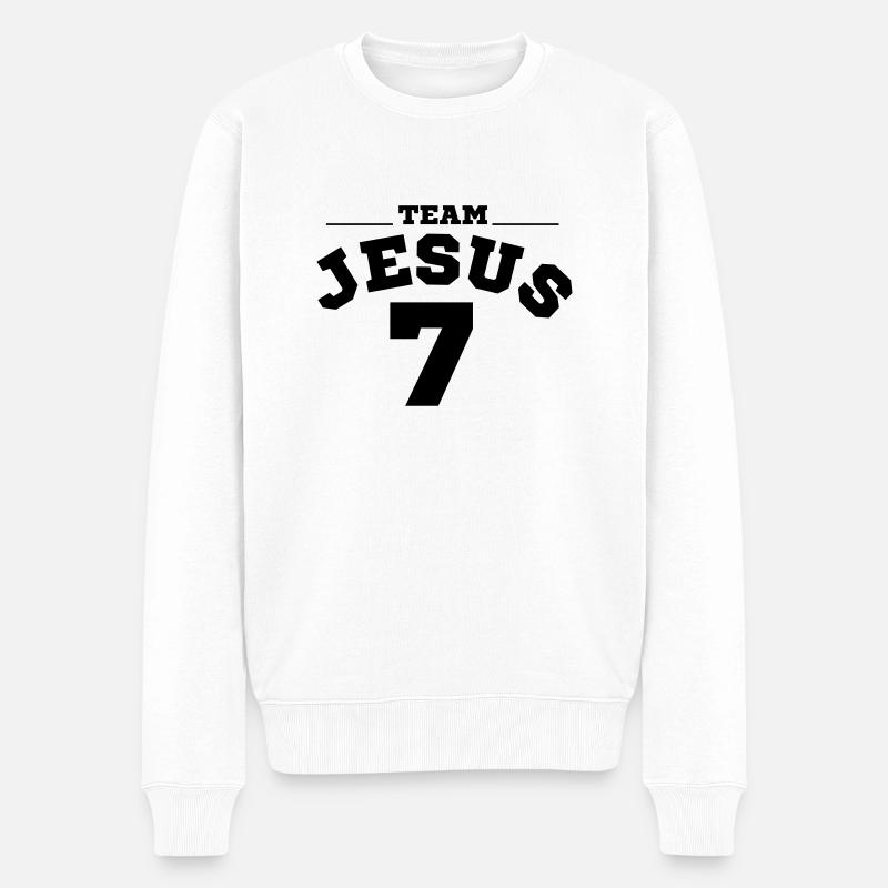 Team Jesus 7 - Männer Premium Bio Pullover - Weiß
