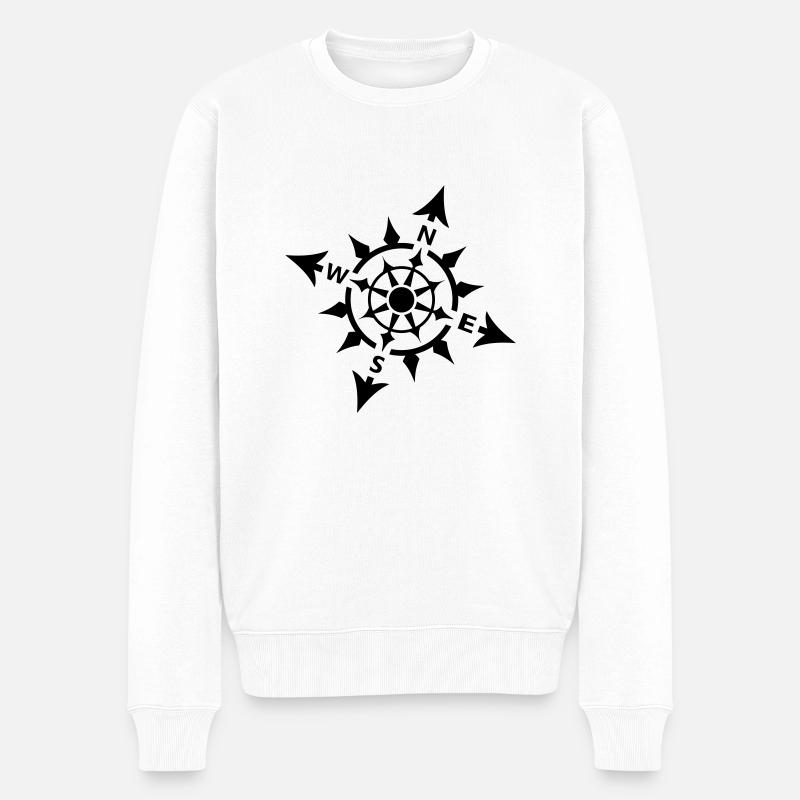 Nautik-Kompass - Männer Premium Bio Pullover - Weiß