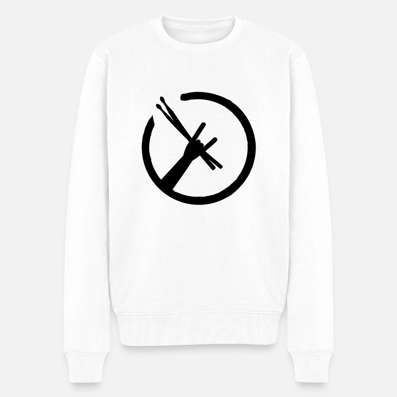Drummers Metal Fork - Männer Premium Bio Pullover - Weiß