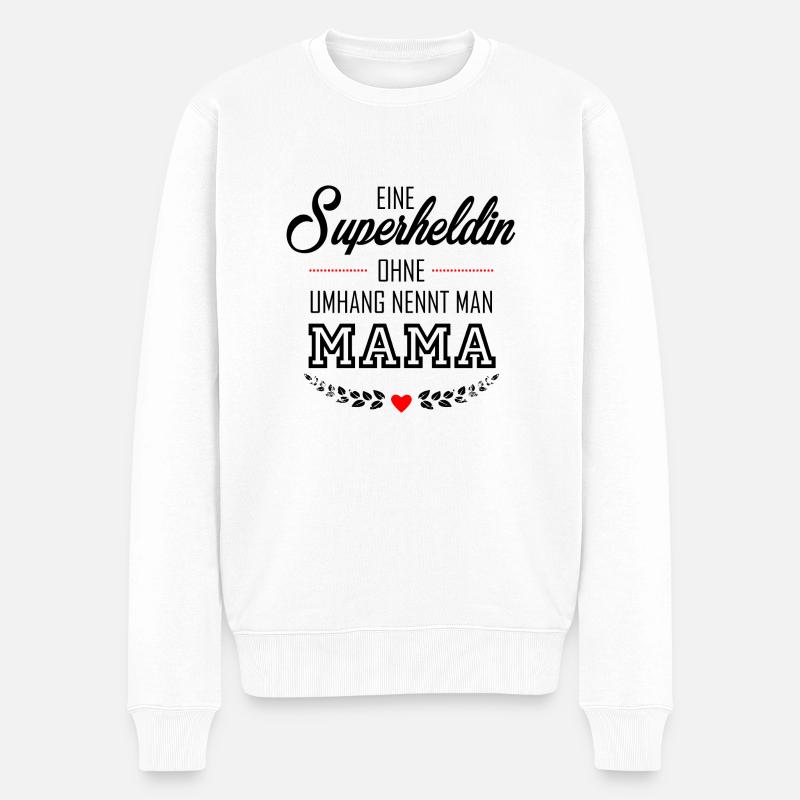SUPERHELDIN MAMA - Männer Premium Bio Pullover - Weiß