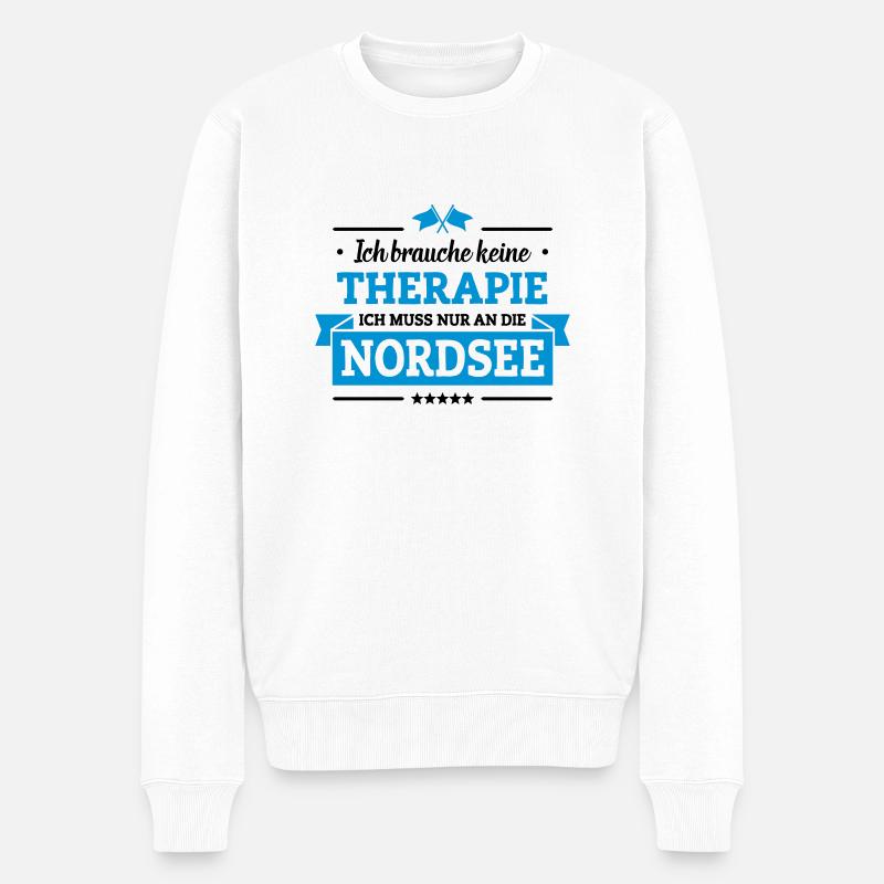 Nur an die Nordsee - Männer Premium Bio Pullover - Weiß