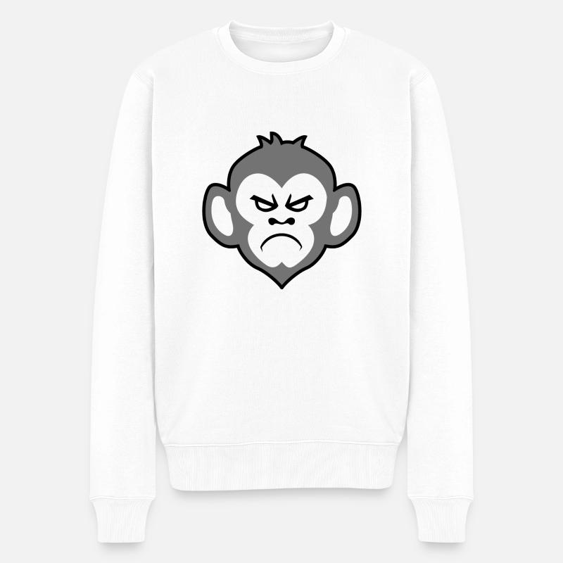 Grumpy Monkey - Männer Premium Bio Pullover - Weiß