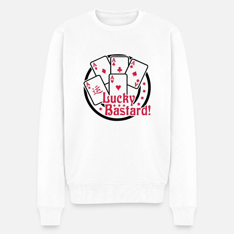 Chanceux Bastard (jeu) 02 - Pull Premium bio Homme - blanc