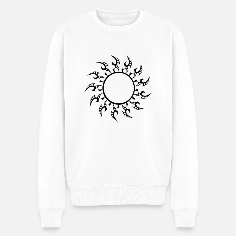 Sonne mit Farbänderungsmöglichkeit - Männer Premium Bio Pullover - Weiß