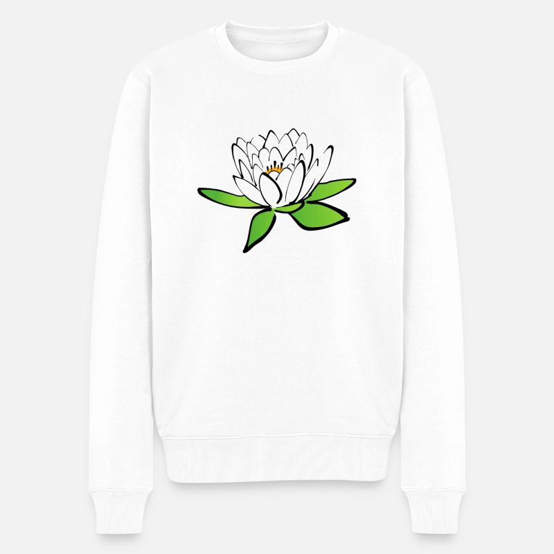 Lotusblume - Männer Premium Bio Pullover - Weiß