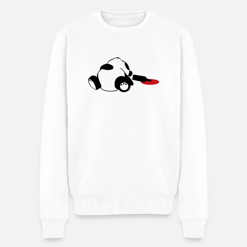 betrunkener pandabär - Männer Premium Bio Pullover - Weiß