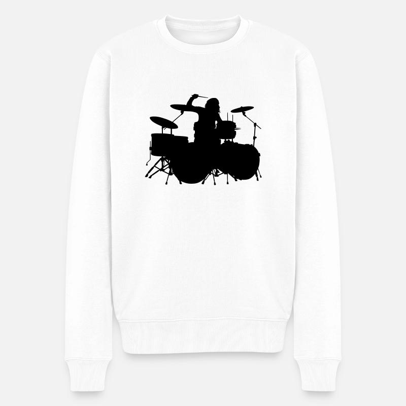Schlagzeugerin - Männer Premium Bio Pullover - Weiß