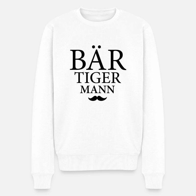 Bär-Tiger-Mann - Männer Premium Bio Pullover - Weiß