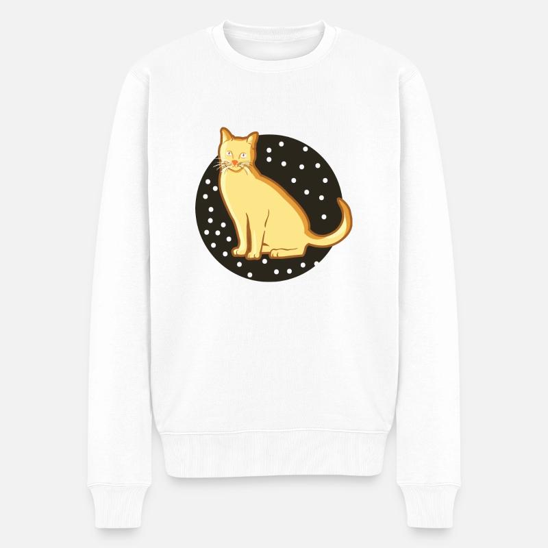Goldene goldige süße Kurzhaar Katze - Männer Premium Bio Pullover - Weiß