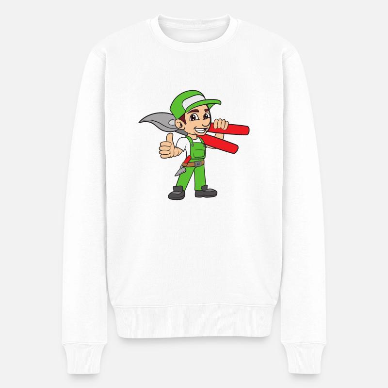 Gärtner Gartenschere - Männer Premium Bio Pullover - Weiß