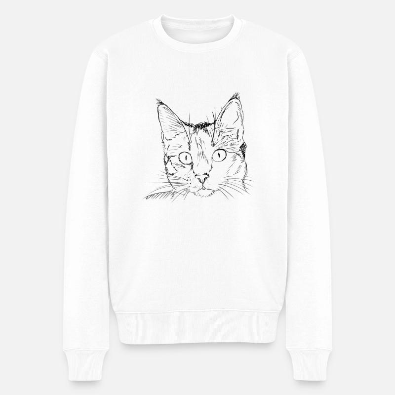 Katze - Männer Premium Bio Pullover - Weiß