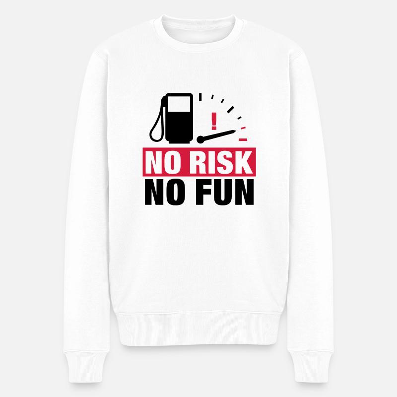 no_risk_no_fun__f2 - Männer Premium Bio Pullover - Weiß