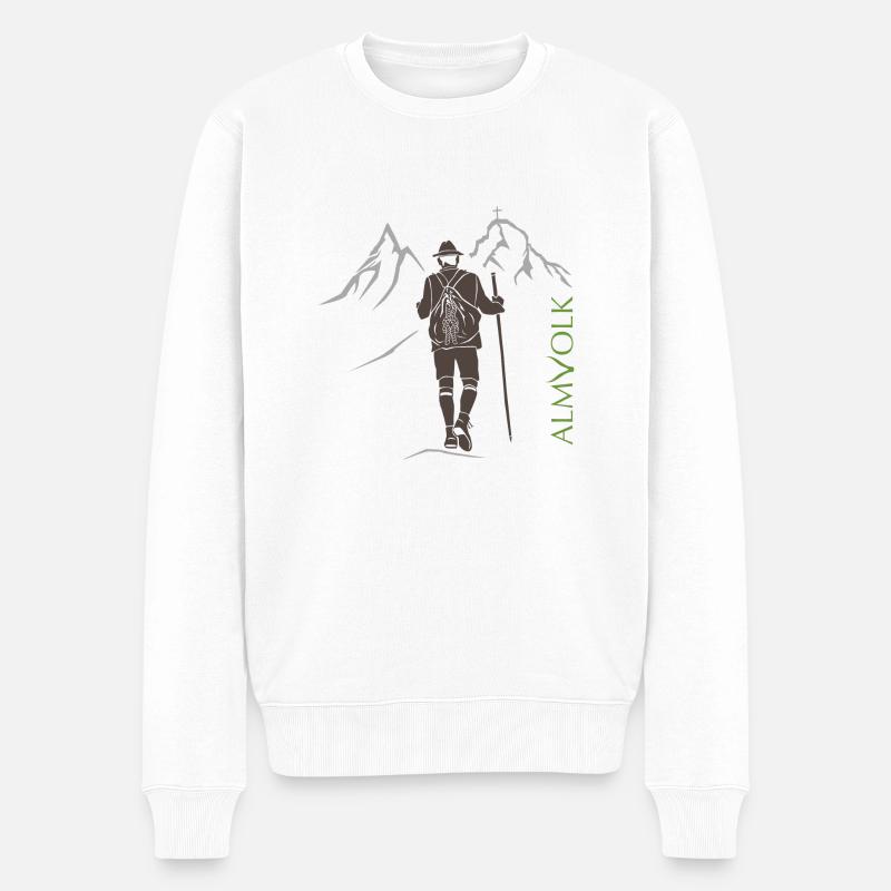 ALMVOLK Bergwanderer - Männer Premium Bio Pullover - Weiß