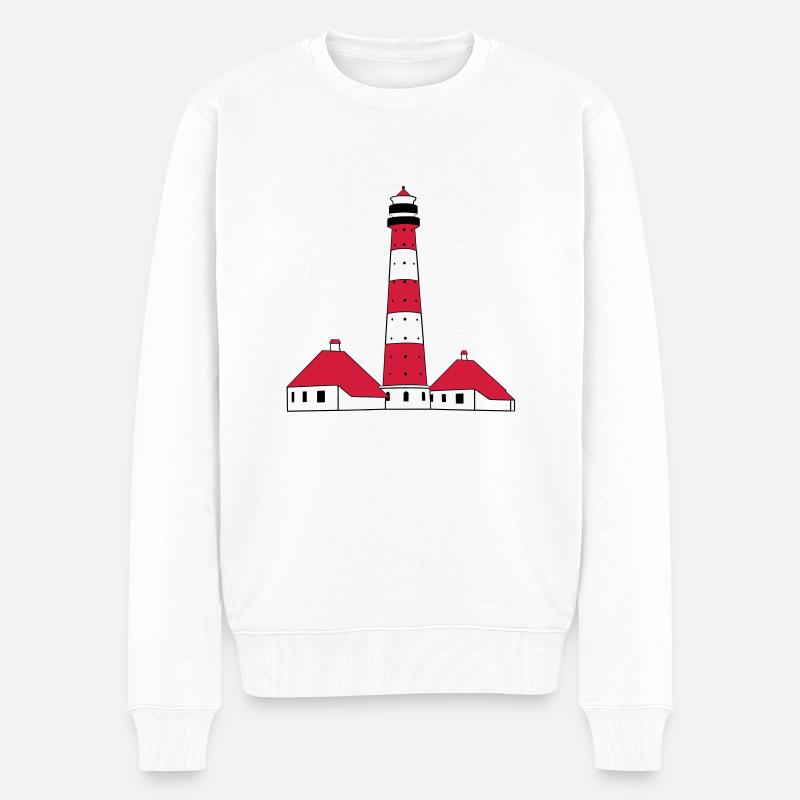Westerhever Leuchtturm - Männer Premium Bio Pullover - Weiß
