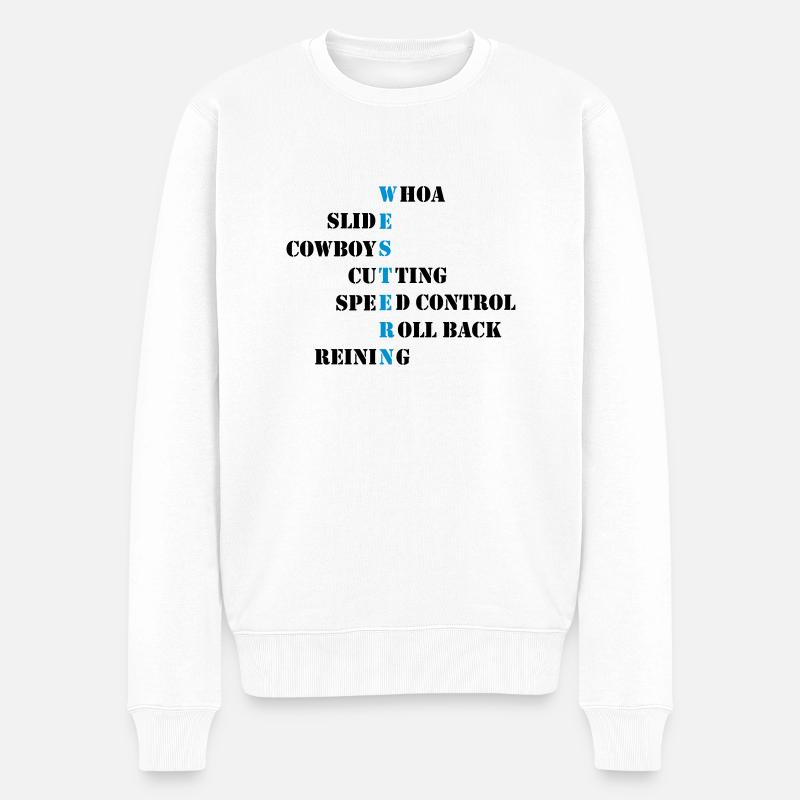 Westernschriftzug Cowboys - Männer Premium Bio Pullover - Weiß