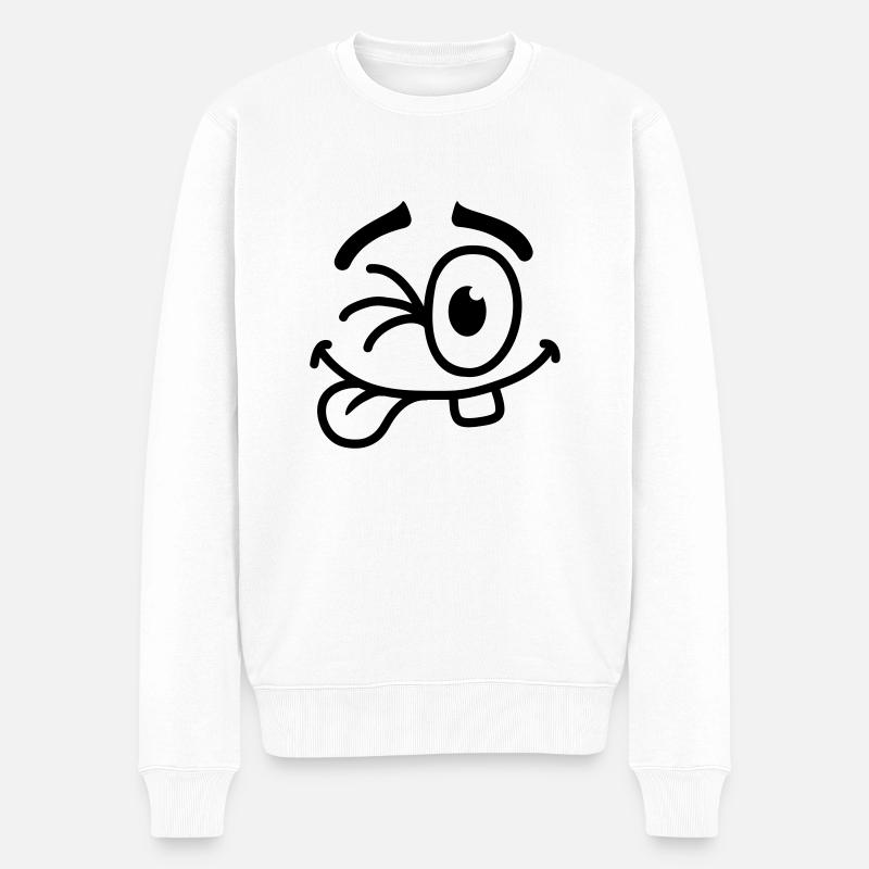 Cool Smiley Face - Männer Premium Bio Pullover - Weiß