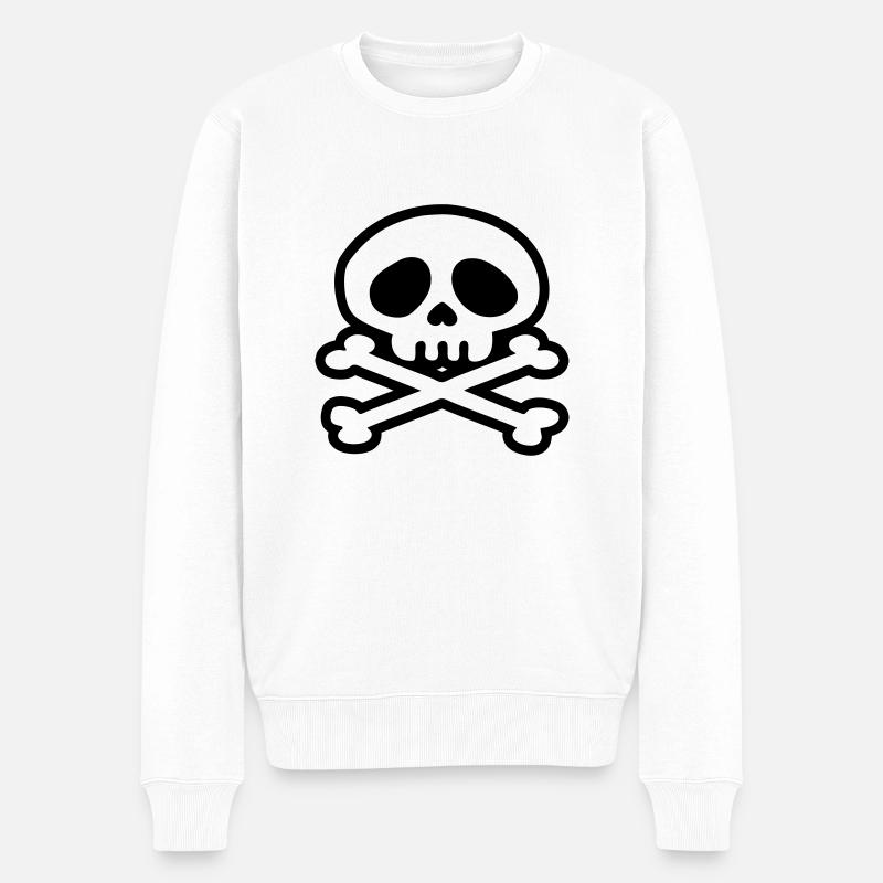 tete de mort pirate - Pull Premium bio Homme - blanc