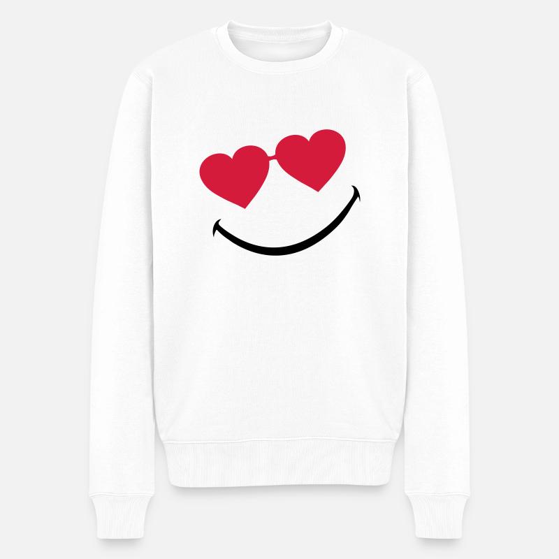 smileface_5 - Männer Premium Bio Pullover - Weiß