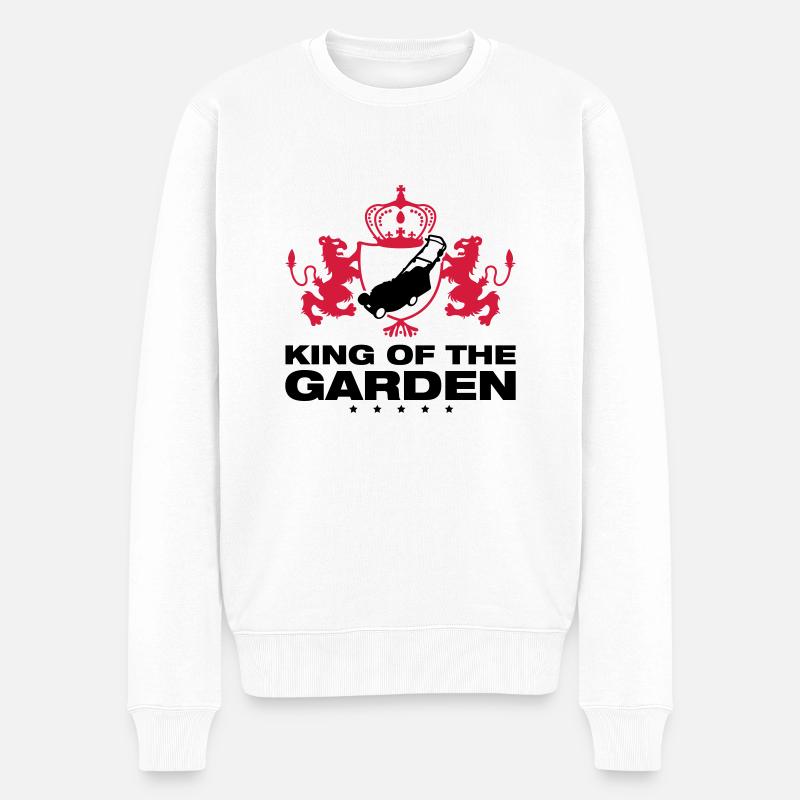 rasenmaeher_king_garden_t2 - Männer Premium Bio Pullover - Weiß