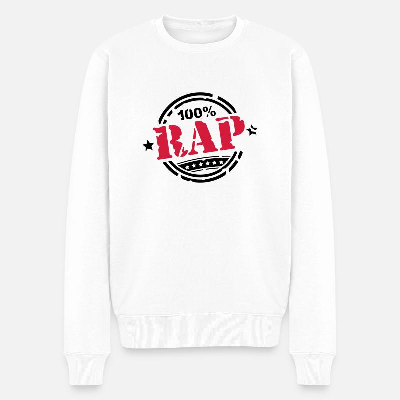 100_pro_rap_di2 - Männer Premium Bio Pullover - Weiß