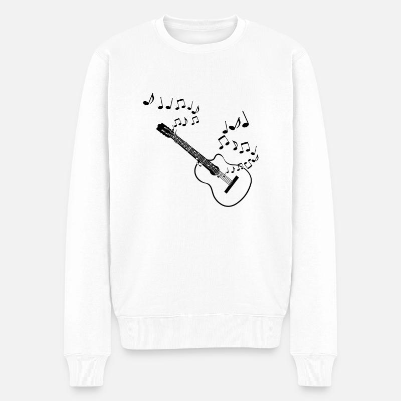 Noten Gitarre - Männer Premium Bio Pullover - Weiß