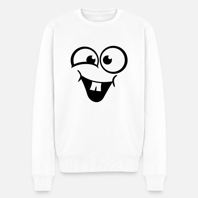 Rire joyeux visage mignon - Pull Premium bio Homme - blanc