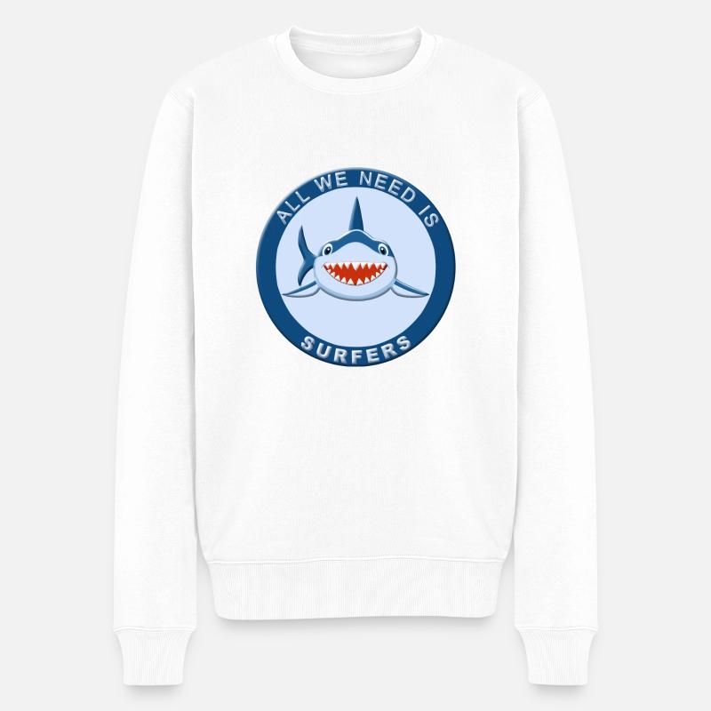 Requin surf - Pull Premium bio Homme - blanc
